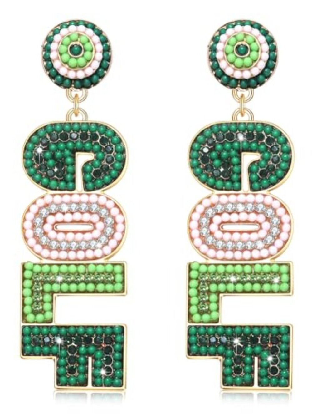 Golf Ball Bag Cart Earrings
